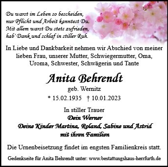 Erinnerungsbild für Anita Behrendt