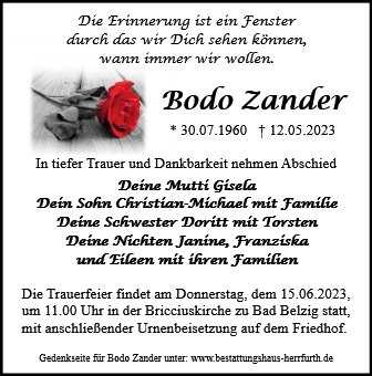 Erinnerungsbild für Bodo Zander