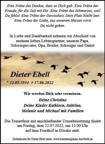 Erinnerungsbild für Dieter Ebell