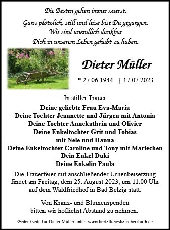 Erinnerungsbild für Dieter Müller