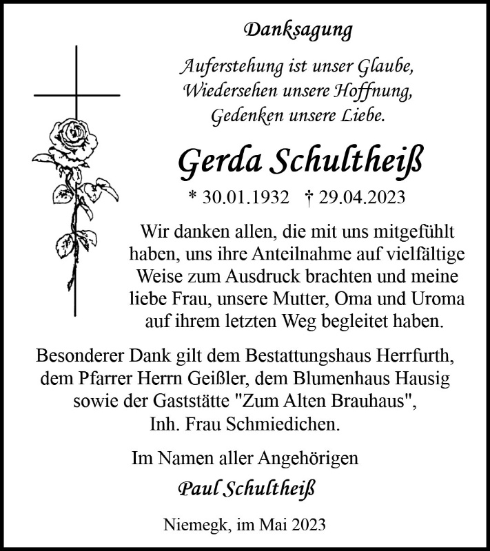 Erinnerungsbild für Gerda Schultheiß