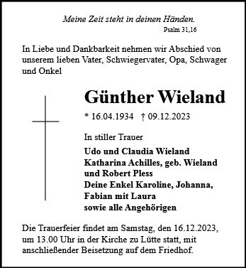 Erinnerungsbild für Günther Wieland