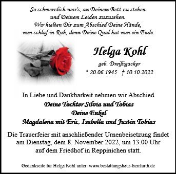 Erinnerungsbild für Helga Kohl