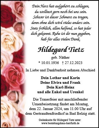 Erinnerungsbild für Hildegard Tietz