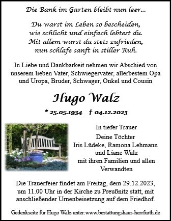 Erinnerungsbild für Hugo Walz