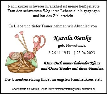 Erinnerungsbild für Karola Benke