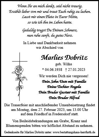 Erinnerungsbild für Marlies Dobritz