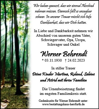 Erinnerungsbild für Werner Behrendt