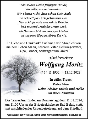 Erinnerungsbild für Wolfgang Moritz
